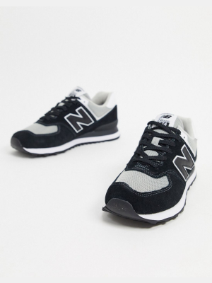 New Balance 574 Trainers In Silver And Black