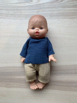 Minikane White Boy Doll With Overalls And Top