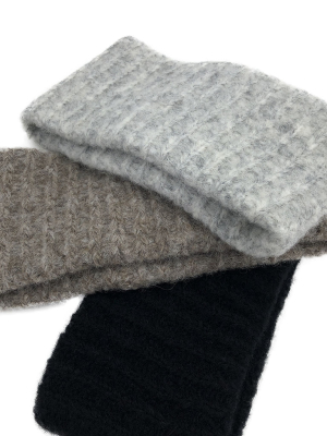 Gray Ribbed Alpaca Ear Warmer