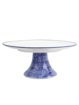 Vietri Viva Santorini Geo Cake Stand - Blue & White