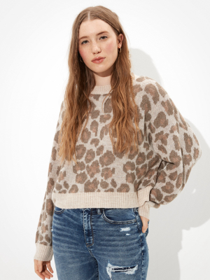 Ae Leopard Crew Neck Sweater