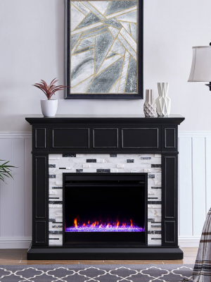 Dalmen Marble Color Changing Fireplace Black - Aiden Lane