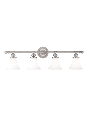 Hudson Valley Lighting Weston 4-bulb Vanity Lamp - Satin Nickel & Opal Matte