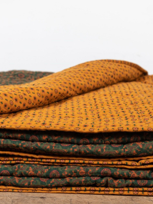 Nickey Kehoe Quilt, Gold And Hunter Green