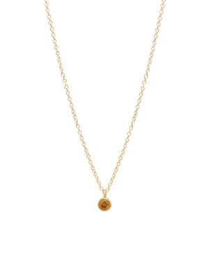 14k Single Citrine Choker Pendant Necklace | November Birthstone