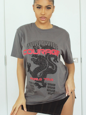 Grey Dragon Oversized T Shirt