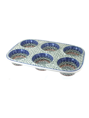 Blue Rose Polish Pottery Athena Muffin Pan