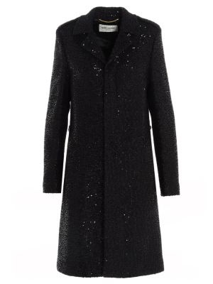 Saint Laurent Sequinned Tweed Coat