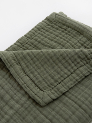 Cotton Muslin Quilted Throw - Fern