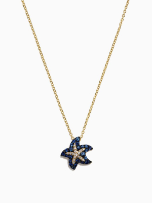 Effy Seaside 14k Yellow Gold Sapphire & Diamond Starfish Pendant, 0.41 Tcw