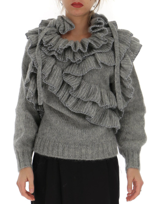 Alberta Ferretti Ruffled Knit Sweater