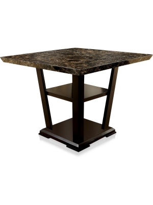 Harrington Faux Marble Table Top W/open Bottom Shelf Counter Dining Table Dark Cherry - Iohomes