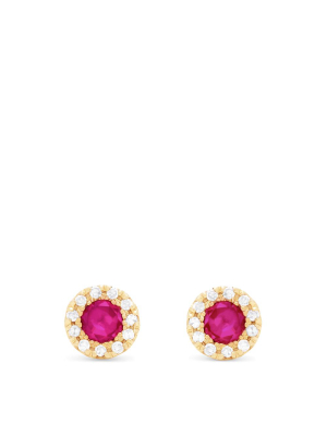 Effy Ruby Royale 14k Yellow Gold Ruby And Diamond Stud Earrings, 0.47 Tcw