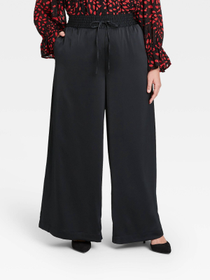 Women's High-rise Wide Leg Silky Pants - Who What Wear™