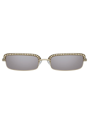 The Attico Dana Rectangular Sunglasses In Silver