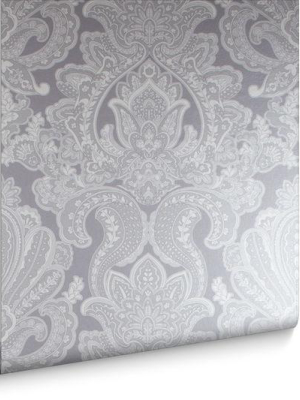 Souk Damask Wallpaper In Pewter From The Exclusives Collection By Graham & Brown