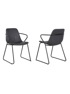 Set Of 2 Colton Contemporary Dining Chair Faux Leather Black/gray - Armen Living