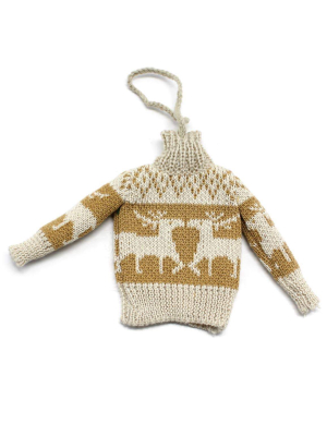 Reindeer Motif Sweater Ornament