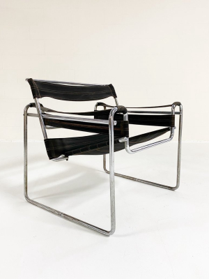 Early Canvas Model B3 "wassily" Chair, Black Eisengarn Canvas