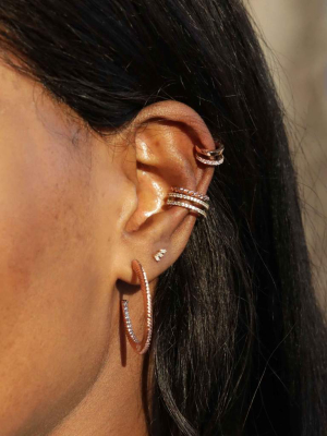 Baguette Crystal Stud Earrings In Rose Gold