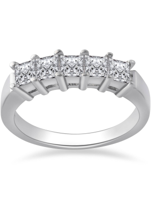 Pompeii3 1ct Princess Cut Natural Diamond Wedding Anniversary Ring