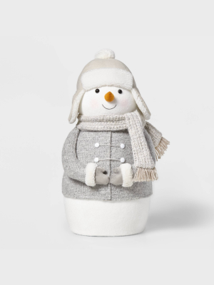 Large Plush Snowman Decorative Figurine White - Wondershop™