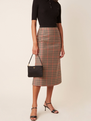 Plaid A-line Midi Skirt