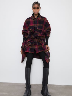 Wool Blend Plaid Overshirt