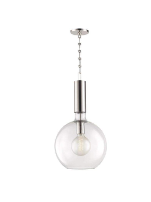 Raleigh 1 Light Large Pendant Polished Nickel