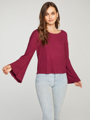 Thermal Bell Sleeve Drop Shoulder Cropped Tee