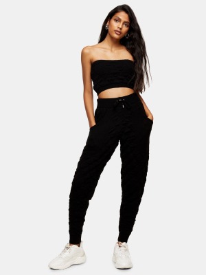 Black Quilted Knitted Sweatpants