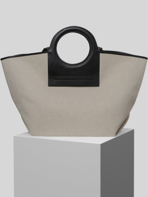 Cala L - Leather-trimmed Canvas Tote Bag