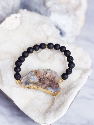 Lava Beads/ Quartz Bracelet- 0708