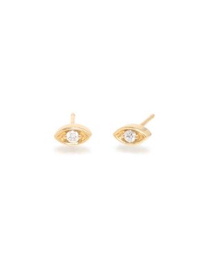 14k Large Diamond Eye Studs