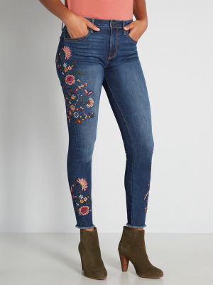 Fantastical Botanical Embroidered Skinny Jeans