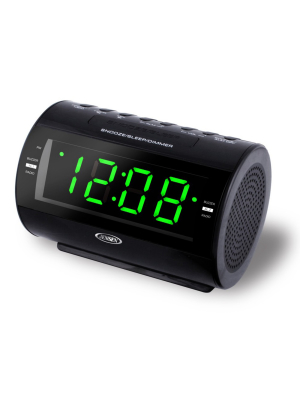 Jensen Am/fm Digital Dual Alarm Clock Radio With Led Display, Nature Sounds, Aux-in (jcr-210)