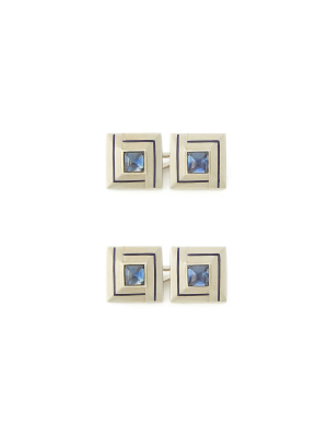 Art Deco Sapphire And Enamel Cufflinks