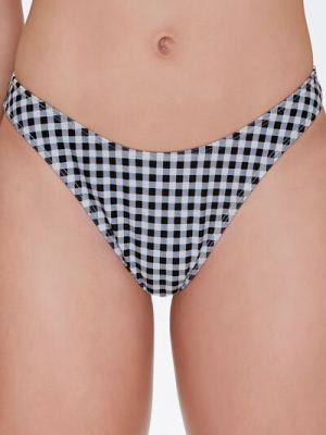 Gingham High-leg Bikini Bottoms