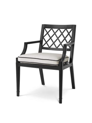 Eichholtz Paladium With Arm Outdoor Dining Chair - Black & White