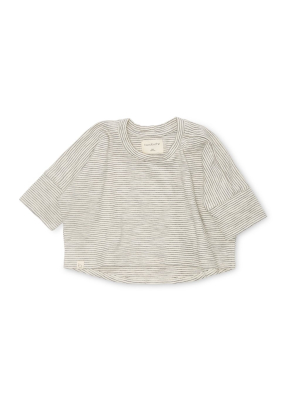 Bacabuche Oversized Box Top - Thin Navy Stripe