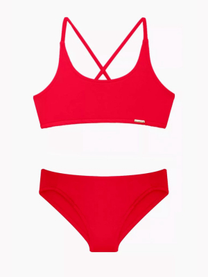 Marvie Criss Cross Back Bikini Set (kids) - Cherry Red