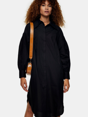 Black Oversized Shirt Dress