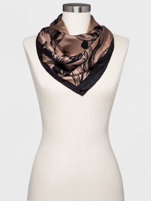 Women's Floral Print Silk Scarf - A New Day™ Taupe One Size