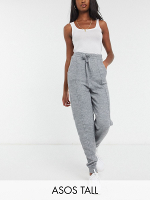 Asos Design Tall Knitted Jogger In Gray