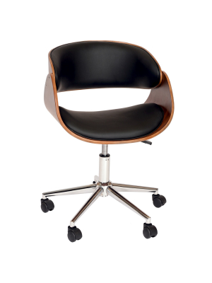 Julian Modern Chair Black/walnut Veneer Back/chrome - Armen Living