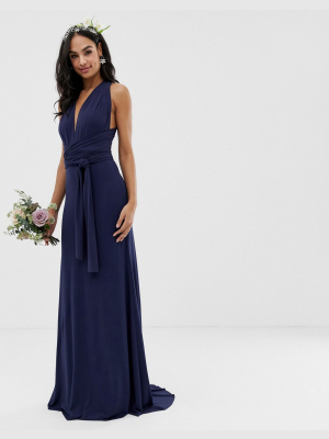 Tfnc Bridesmaid Exclusive Multiway Maxi Dress In Navy