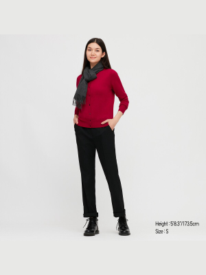 Women Extra Fine Merino Crew Neck Cardigan