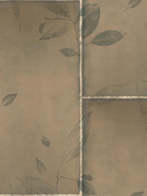 Steel Leaves Wallpaper In Bronze, Gold, And Cream From The Aerial Collection By Mayflower Wallpaper