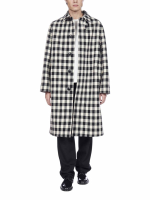 Ami Embroidered Checked Mac Coat