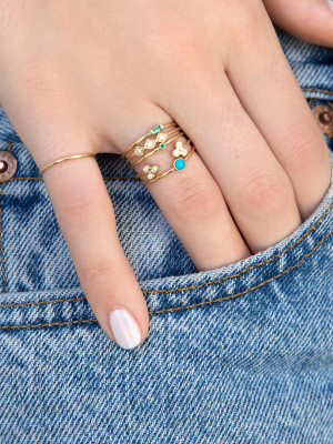 14k Tiny Emerald Bezel Ring